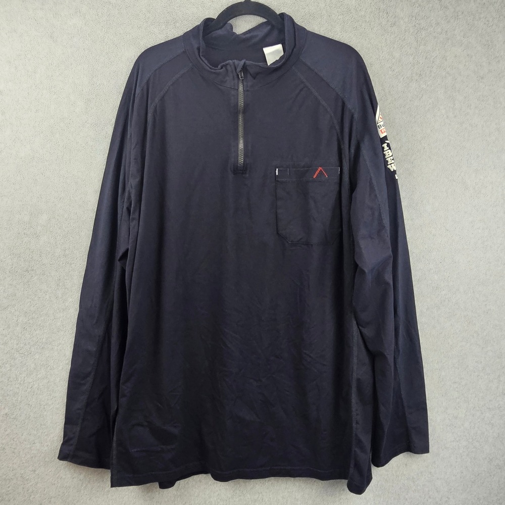 BULWARK Quarter Zip Pullover Mens XXL Navy Flame Resistant IBEW Local 17 Work